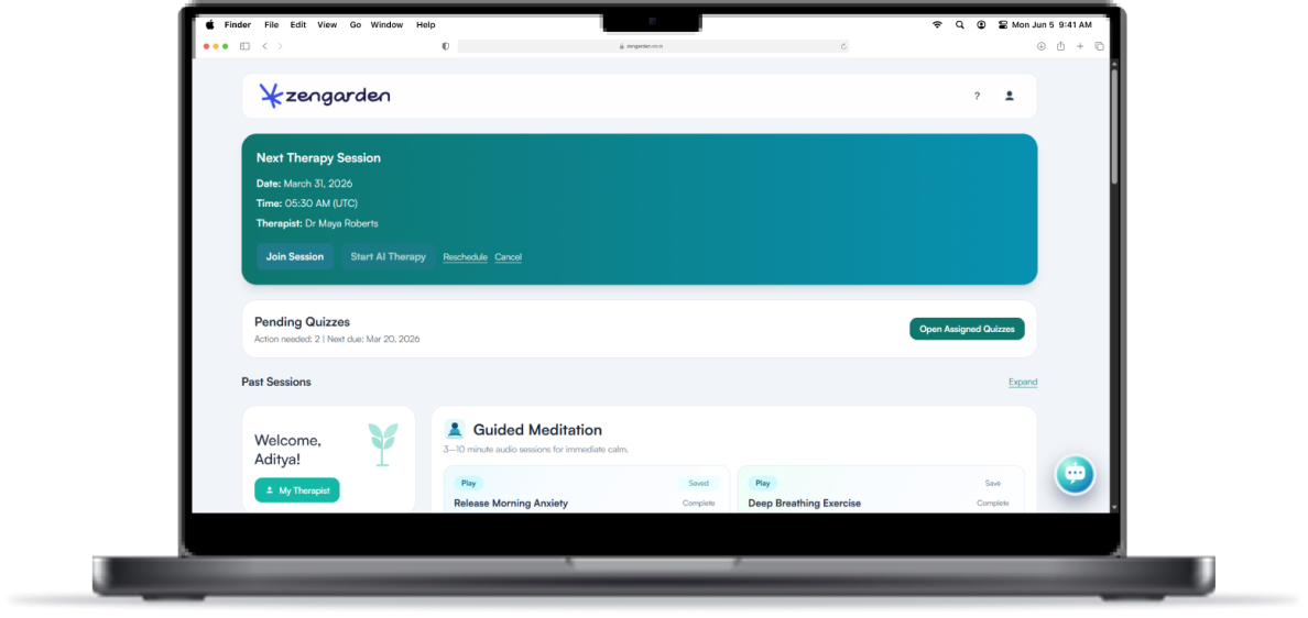 Zengarden dashboard on laptop